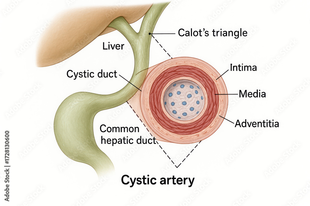 Callot Triangle Border Ilustración de Stock Medical Illustration of Calot's Triangle, Cystic ...