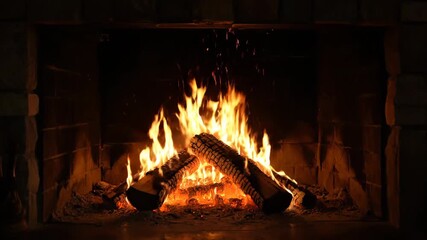 Wall Mural - ﻿Intense glowing flames dance mesmerizingly within a dark fireplace glow, concept, flame