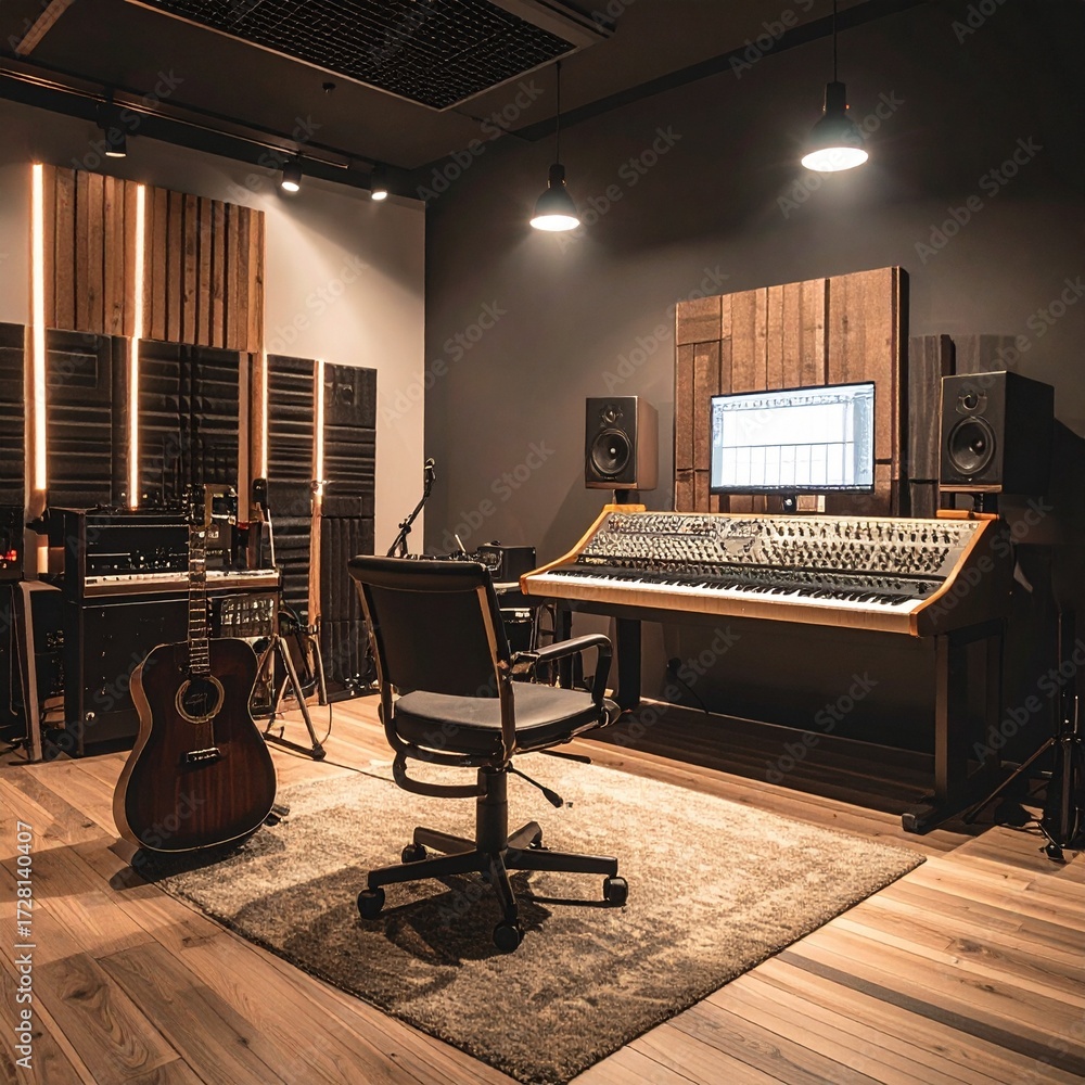 Professional music studio equipment and instruments, audio production ...