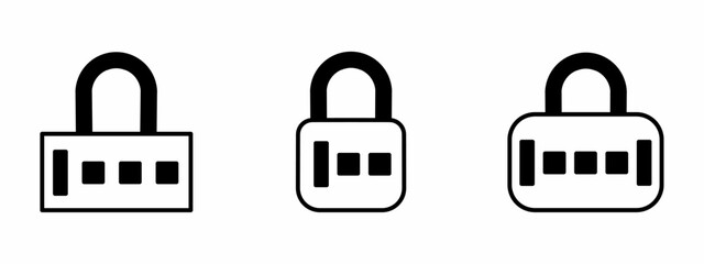 Vector illustration. collection of padlock. Padlock vector icon set. Padlock vector sign. Flat vector illustration of a black padlock. Padlock icon. Vector icon.