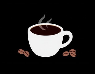 Fresh tasty espresso cup of hot coffee with coffee beans on dark background ui interface user