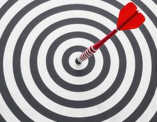 business marketing as concept red dart arrow hitting in the target center of dartboard target hit in