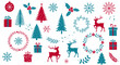 © Elsa - Festive Holiday Icons Christmas Trees, Reindeer, Wreaths, Gifts, and Snowflakes for Seasonal Designs
