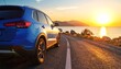 © くろねこ - 青い車(SUV)でドライブする写真
