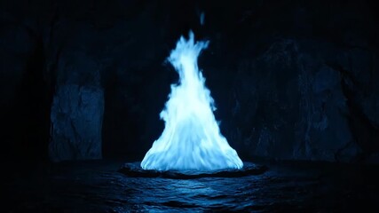 Wall Mural - Timelapse of a powerful, clean blue flame dancing within a dark chamber, a constant source of heat and light constant heat, blue flame, light