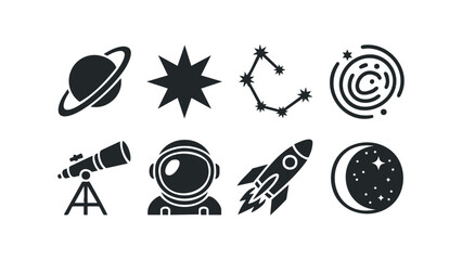 Wall Mural - Collection of Space Exploration Icons. Vector hand drawn illustration