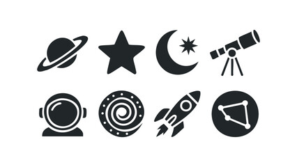 Wall Mural - Cosmic Exploration Icons Set. Vector hand drawn illustration