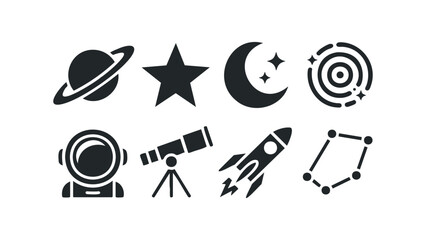 Wall Mural - Space and astronomy icons collection. Vector hand drawn illustration