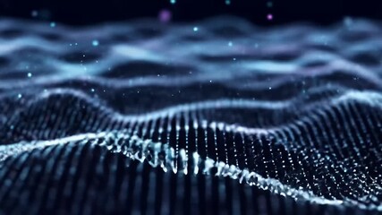 Abstract Digital Waveform Background with Sparkling Particles in Blue