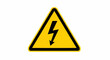 © Sher vectors - A yellow triangular warning sign with a black lightning bolt, symbolizing high voltage and electrical hazard, isolated on a clean white background. A vector illustration for safety and caution