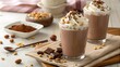 © ATA - Indulgent Hazelnut Cocoa Almond Milkshake In A Tall Glass, Styled Against A Soft Backdrop, Blending Creamy Chocolate With Nutty Richness For A Decadent Gourmet Dessert Appeal