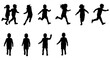 © Pixelora - Silhouette Group of Energetic Children Running and Playing Illustration