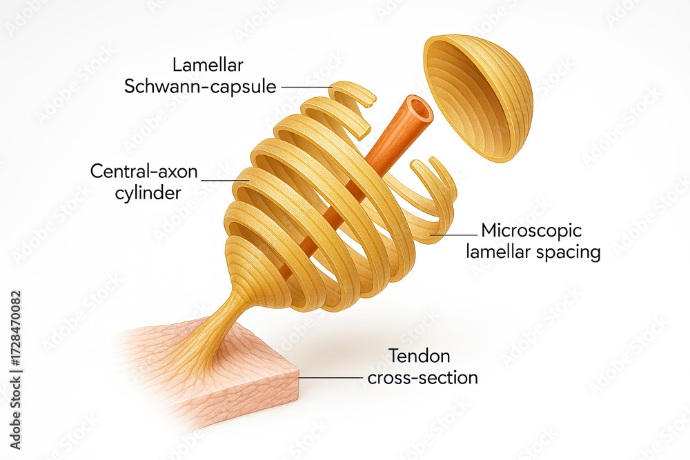 Ilustración de Stock Scientific illustration of a myelinated nerve ...