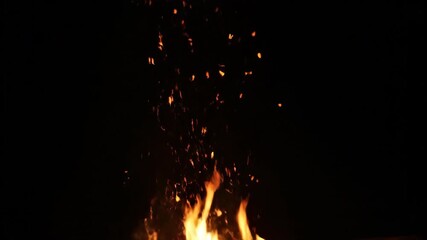 Sticker - golden embers rise and glow in a gentle, ethereal dance against a black night sky fire, darkness, co