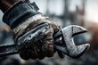 © ckybe - Grip a worker's gloved hand holding a hefty wrench showing power and protection.