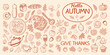 © Lalin - Hello autumn give thanks with a harvest of seasonal elements and food illustrations