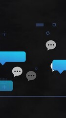 Wall Mural - Animation of media icons and diagrams on black background