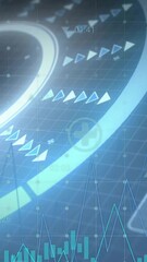 Wall Mural - Fuel pump icon and data charts animation over digital interface background