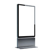 © Hanipah - A sleek, modern digital totem with a blank illuminated screen, perfect for outdoor advertising mockups and public information display templates