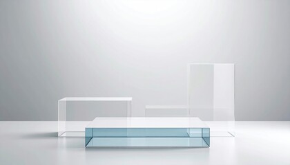 Futuristic Acrylic Podium Displaying Product Against White Background
