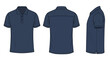 © fatkul - Blank navy blue polo shirt vector template for apparel design. Front, back, and side view