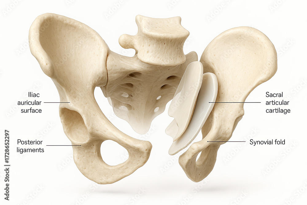 Stock Anatomical Illustration Of The Human Pelvis And Sacrum stock-anatomical-illustration-of-the-human-pelvis-and-sacrum