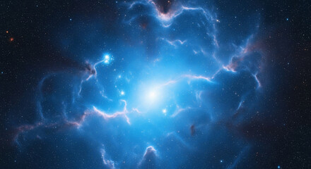 Wall Mural - Brilliant Blue Stellar Outburst Central Star Erupting Cosmic Gas Clouds
An absolutely mesmerizing deep-space photograph featuring a highly energetic stellar outburst or planetary nebula
