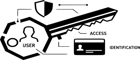 User key authentication icon vector. The key, personal, security, access, identification, and protection line and a solid illustration