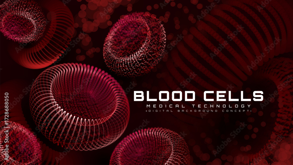 Image vectorielle Stock Glow Red Blood Cells in Capillary on Dark ...