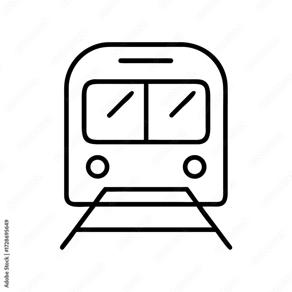 Simple line drawing of a front view of a train on tracks Stock Vector ...