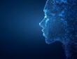 © nisi - Abstract digital human head profile concept art, symbolizing intelligence, science, and modern innovation with glowing geometric elements and a futuristic aura