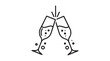 © MstMili - Celebration toast icons champagne glasses clinking together simple outline graphic vector