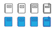 © Mahir - Collection of notebook icons in outline and solid blue styles, isolated on transparent background