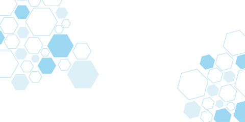 Science network pattern blue Hexagonal abstract background. Big Data Visualization structure elements . Health care and science medical pattern innovation. Template design with concept Dots and lines.