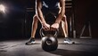 © Faustino - kettlebell workout power low angle shot highlighting strength and muscle definition