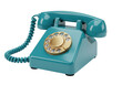 © Finn - Isolated vintage teal rotary telephone classic communication device retro style old fashioned phone equipment antique object