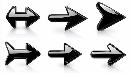 Glossy black arrows pointing various directions