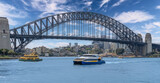 Ferry on Sydney Harbour with harbour bridge in the background Sydney NSW Australia