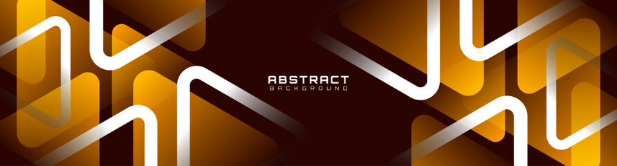 Wall Mural - Yellow white abstract background overlap layer on dark space with rounded triangles effect decoration. Modern graphic design element cutout style concept for web, art, flyer, card, or brochure cover