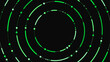 © MCGORIE - Abstract vector background with concentric rings and dots in neon green on black. Futuristic geometric design for tech, digital, blockchain, and creative projects.