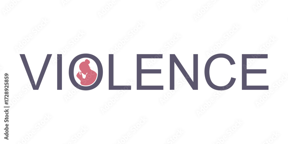 Violence word with portrait of abused young woman trying to hide and ...