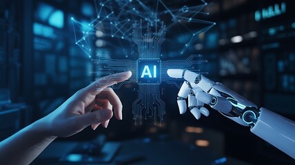 Ai technology human and robot collaboration concept image