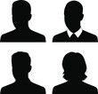 © Nur-Nobin Creations - Silhouette head profiles, male and female avatars, business people vector, professional portrait design, identity icons, CAD drawing flat vector illustration