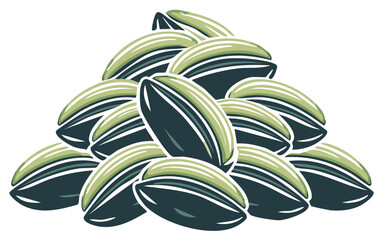 Pile of Stylized Sunflower Seeds: Graphic Illustration of Healthy Food