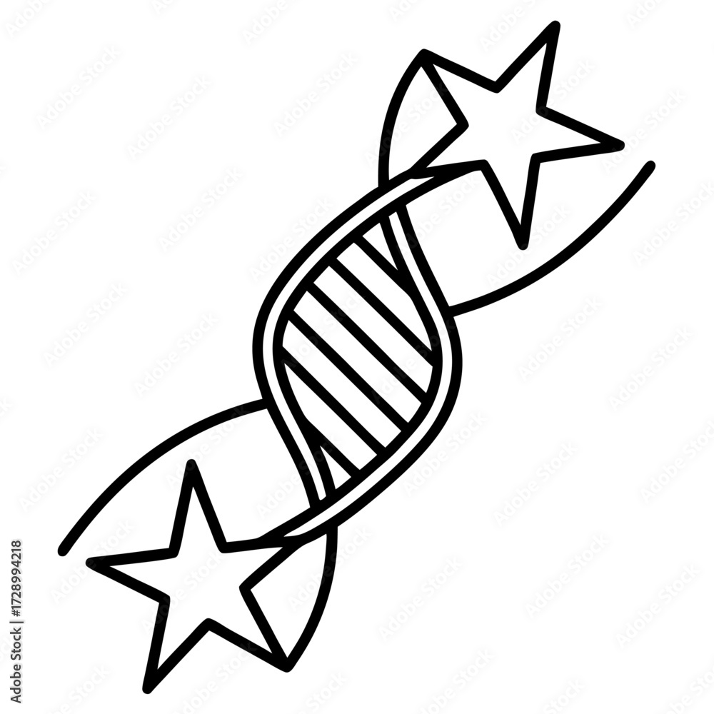 DNA double helix intertwined with stars symbolic representation of ...
