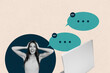 © deagreez - Collage with person surrounded by message bubbles symbolizing chatting communication online interaction business