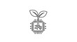 © fardo - Sustainable technology innovation concept with plant and microchip illustration