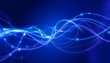 © Husen - Abstract background with glowing blue and purple light waves and particles flowing.