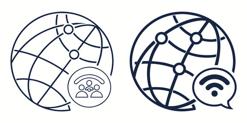Global network connection icons symbolizing connectivity, communication, and worldwide data sharing for modern business and technology concepts
