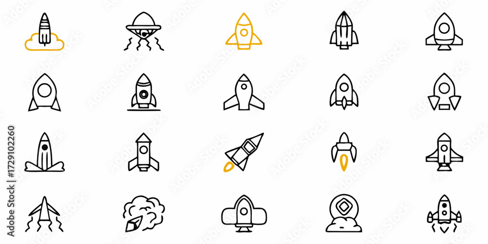 Dynamic collection of rocket and spaceship icons, perfect for ...